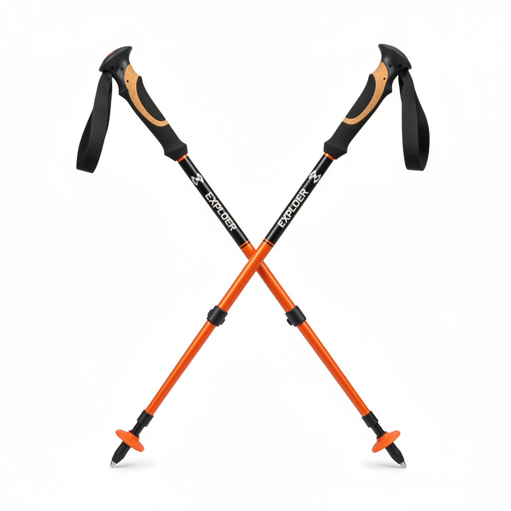 Bastones de trekking aluminio negro y naranja